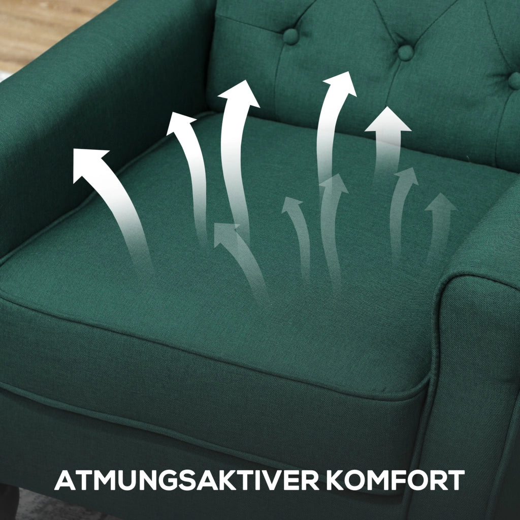 Poltrona berg¨¨re imbottita ¨C Xylo ¨C tessuto verde scuro con orecchie 74x86x102cm