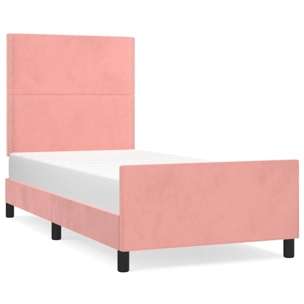 Giroletto con Testiera-Struttura Letto con testiera Rosa 100x200 cm in Velluto 418284