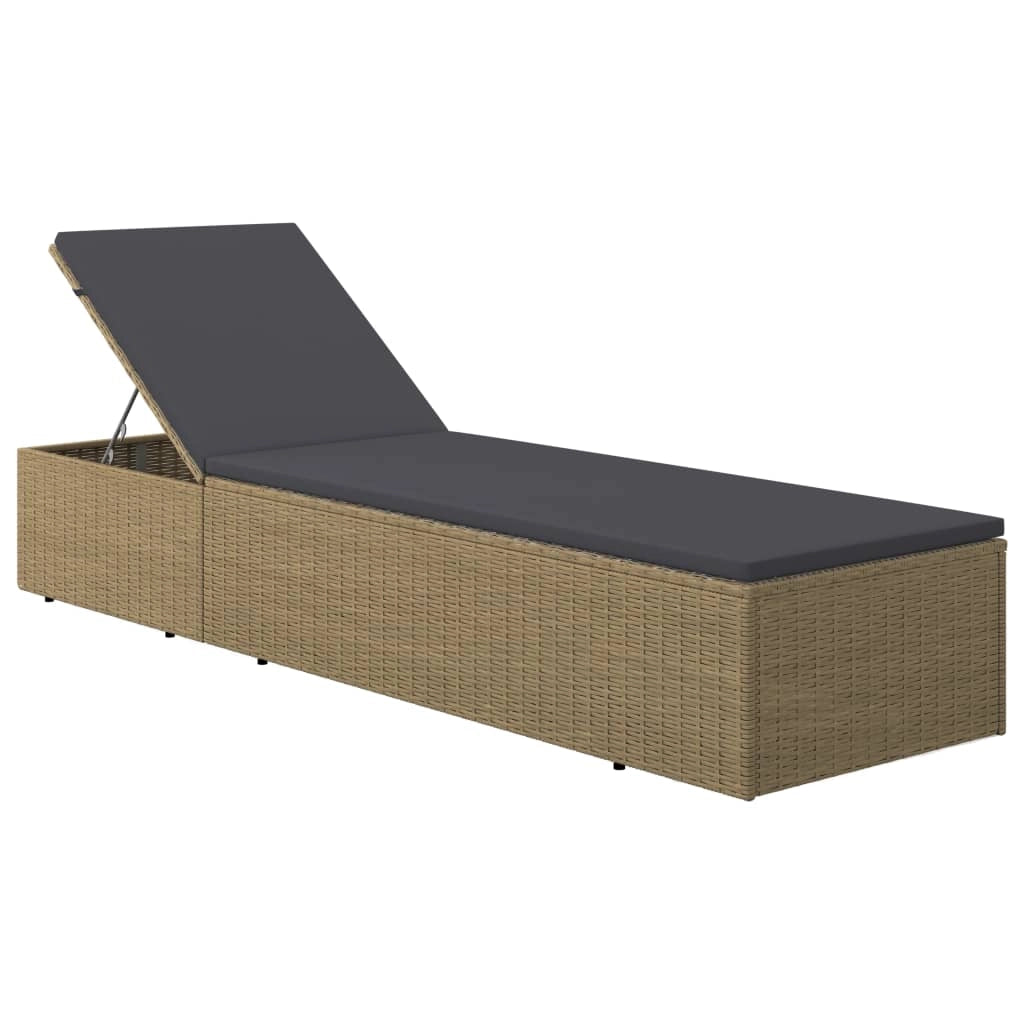 Lettino prendisole sdraio lettino da giardino mobili da esterno per patio resina intrecciata marrone e grigio scuro 02_0012924