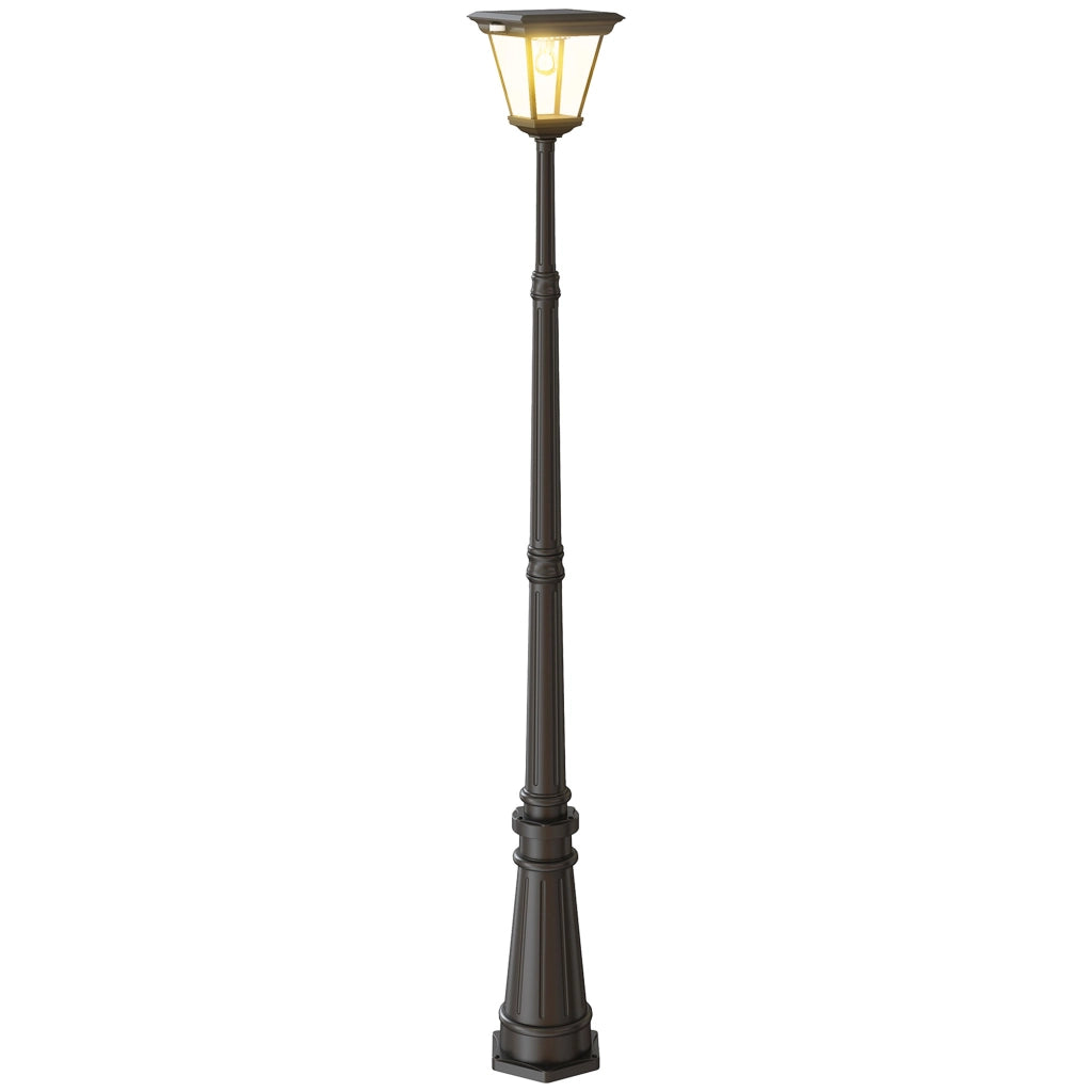 Lampione Solare da Giardino 26x24x220 cm Sensore PIR in Alluminio e Vetro Nero