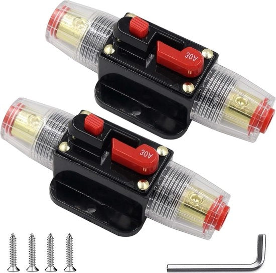 Doppio fusibile automatico per alimentazione 12 V 24 V - DC reset - interruttore di corrente con reset manuale - 2 pezzi.