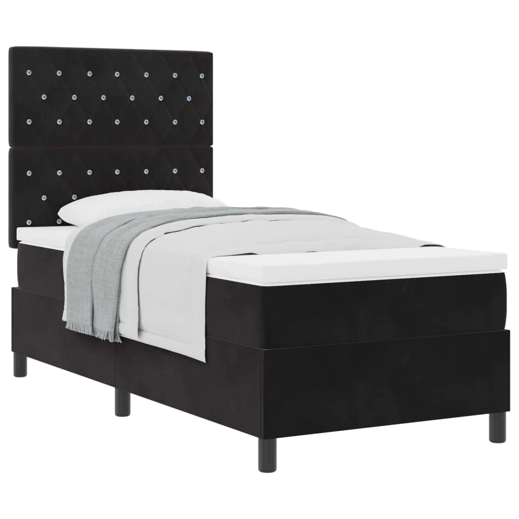 Letto a molle con materasso Nero 100 x 200 cm Tessuto 3339748