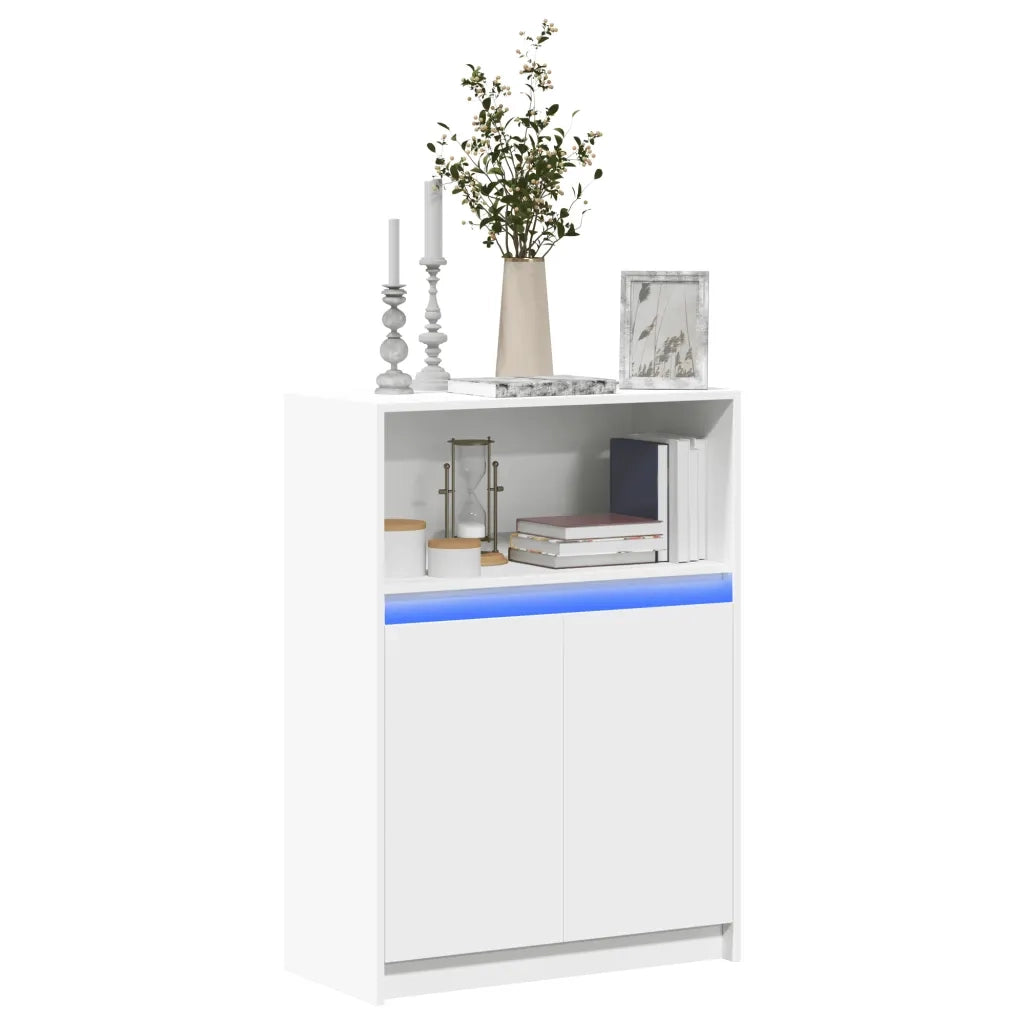 Credenza con LED-Buffet-Armadio da cucina Bianca 72x34x100 cm in Legno Multistrato