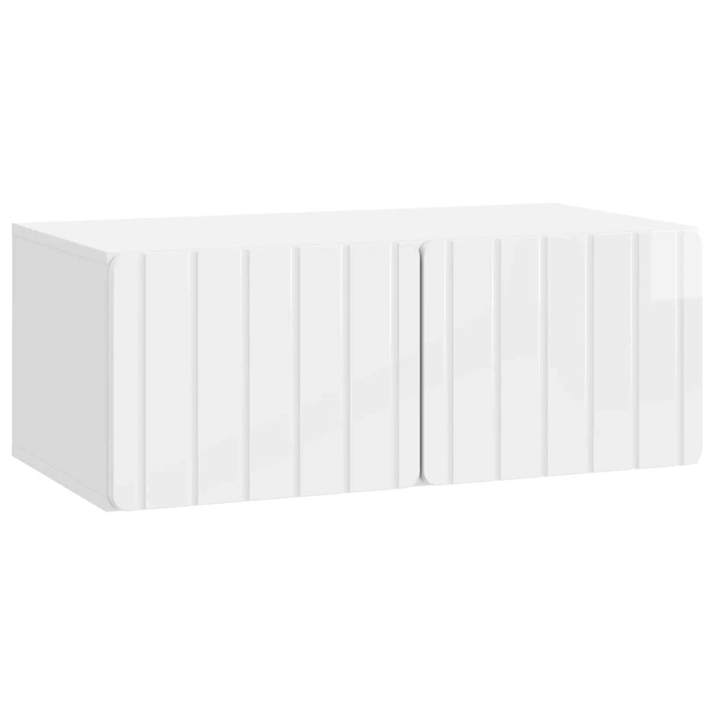 Mobile Porta TV da Muro Bianco Lucido 78,5 x 41 x 30 cm