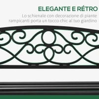 Panchina da Giardino 2 Posti in Acciaio e Ghisa con Braccioli e Decorazione, 128x58.5x85cm, Nero