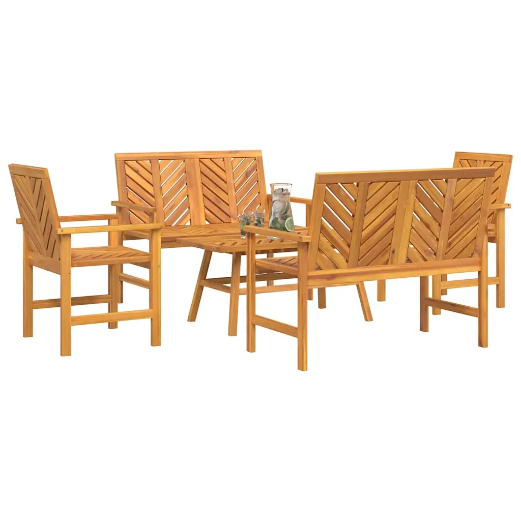 Set Lounge da Giardino 5 pcs Marrone Legno di Acacia Massello 3154129