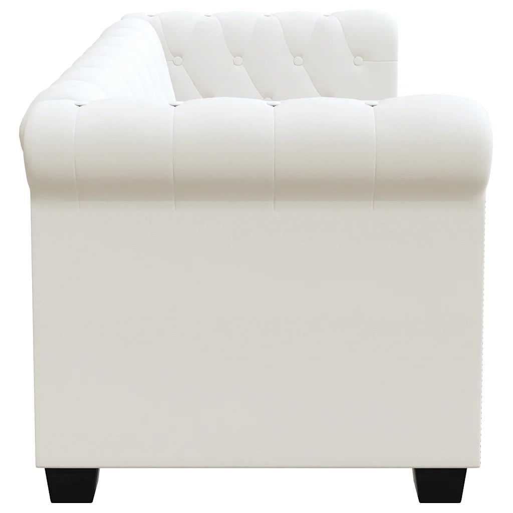 Divani Chesterfield a 2 Posti e a 3 Posti in Similpelle Bianco
