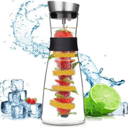 Jug di Vetro con Capo in Acciaio Inossidabile e Spiedino per Frutta da 1,5L