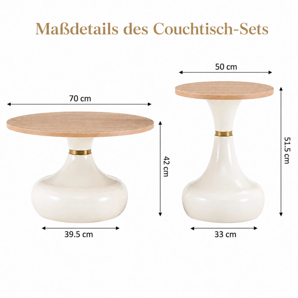 Set di 2 tavolini da caffè sovrapponibili in MDF e metallo; effetto legno; Wood