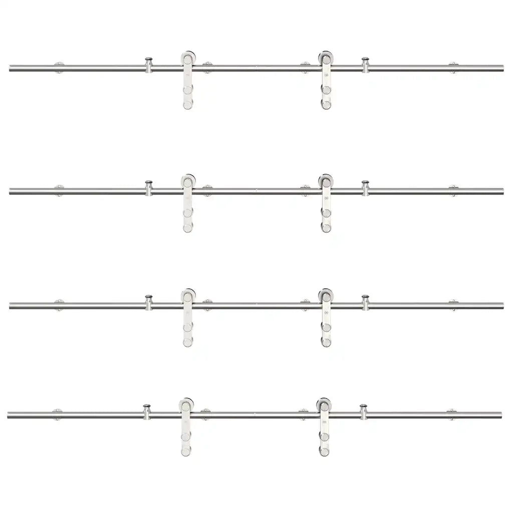 Kit Binari Porta Scorrevole 400 cm Acciaio Inossidabile Argento