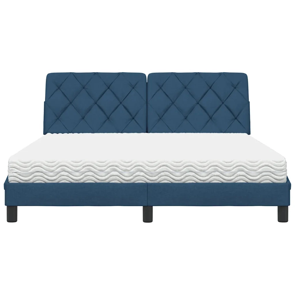 Letto con Materasso Blu 160x200 cm in Tessuto
