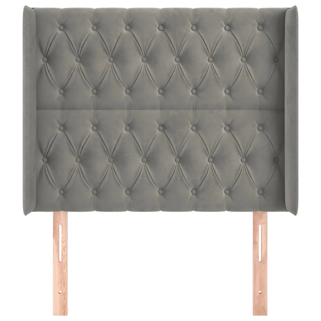 Testiera | Testata ad Orecchio Grigio Chiaro 103x16x118/128 cm in Velluto