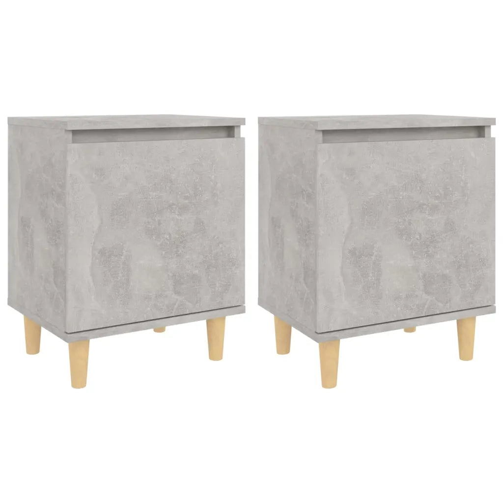 Comodini Gambe in Massello Rovere Grigio Cemento 2pz 40x35x50cm cod mxl 31096