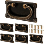 Set di maniglie per carico in bronzo antico - 6 pezzi - maniglie rettangolari - 96 x 53 mm - inclusi viti di fissaggio - maniglie per cassetti