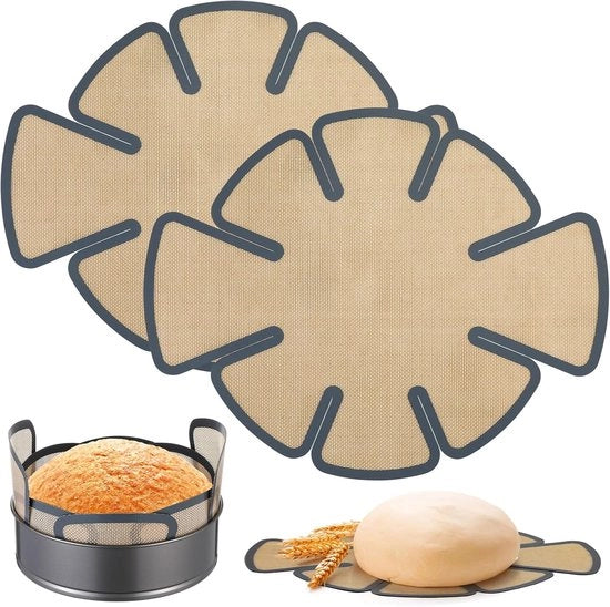 Due forme per pane - 46 x 37 cm - riutilizzabile - con maniglie ai bordi - si adatta a forme per pane rotonde da 9,5 x 5 pollici - grigio