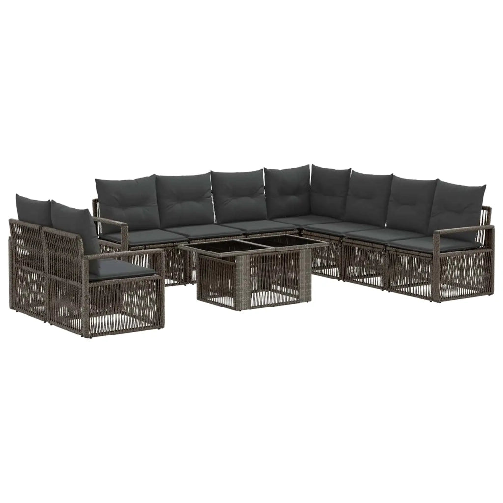 Set Divano da Giardino 10 pz Grigio e Grigio Scuro polyrattan 3437117