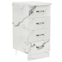 Mobile da Cucina Cassettiera 4 Cassetti 40x50x85 cm in Legno Bianco Effetto Marmo