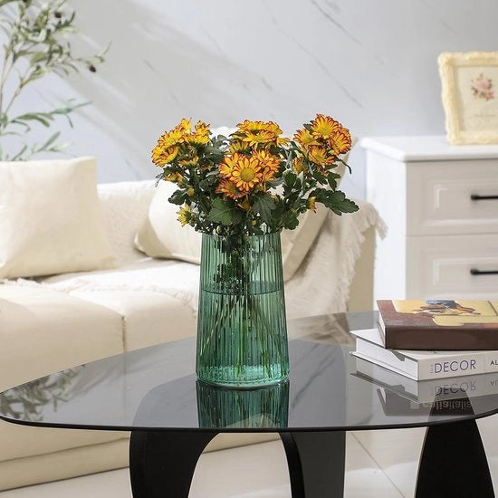 Vaso di vetro moderno 20 cm - Vaso elegante a pieghe per camera da letto, soggiorno e ufficio