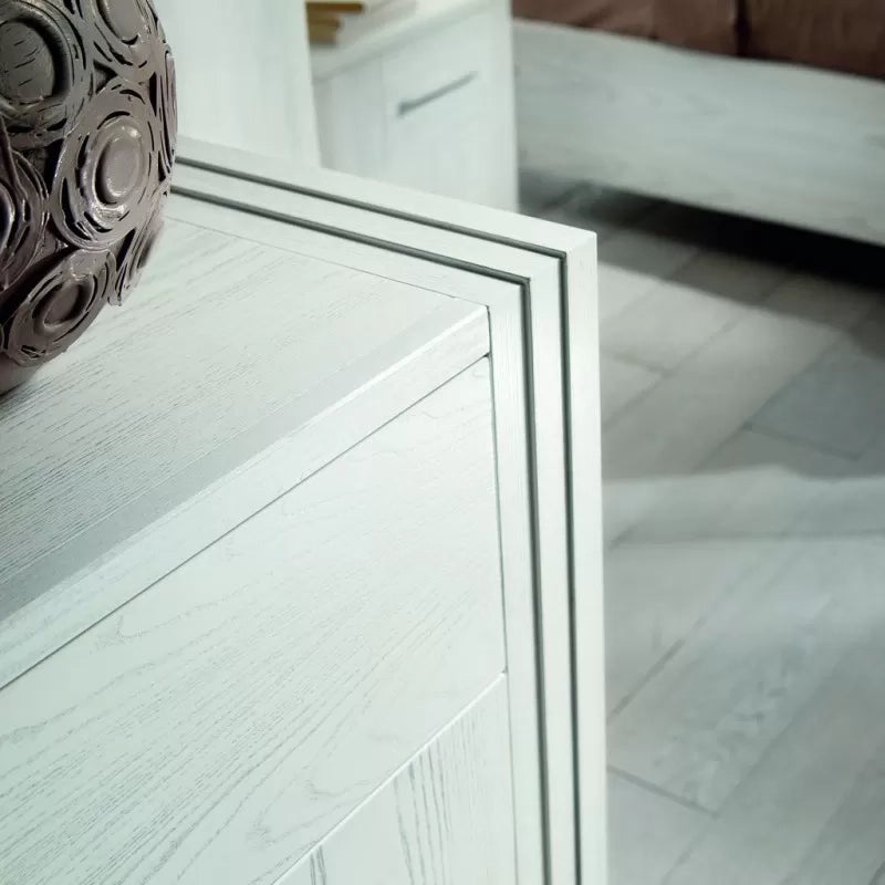 Letto matrimoniale shabby legno bianco frassino con contenitore 185x210x117 - Mobili 2G