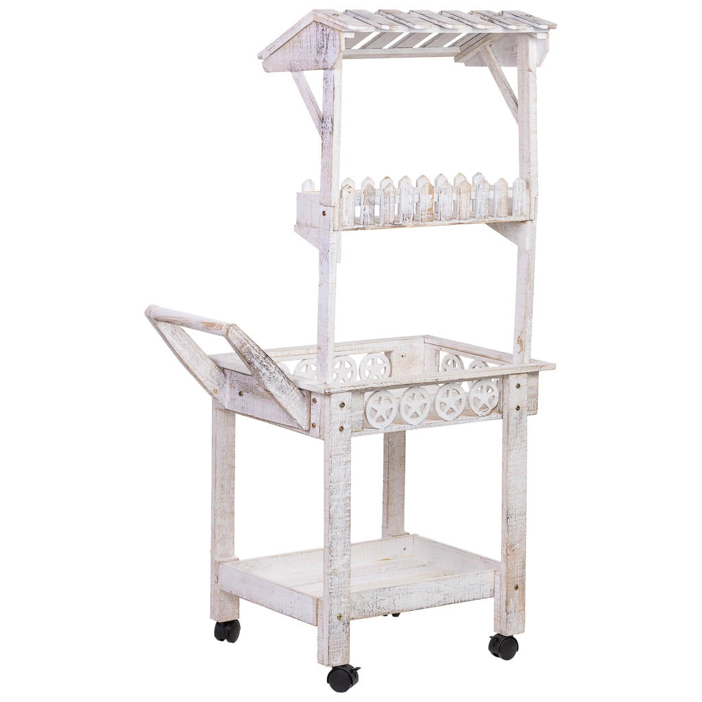 Carrello espositivo-scaffale in legno 80x45x140h cm
