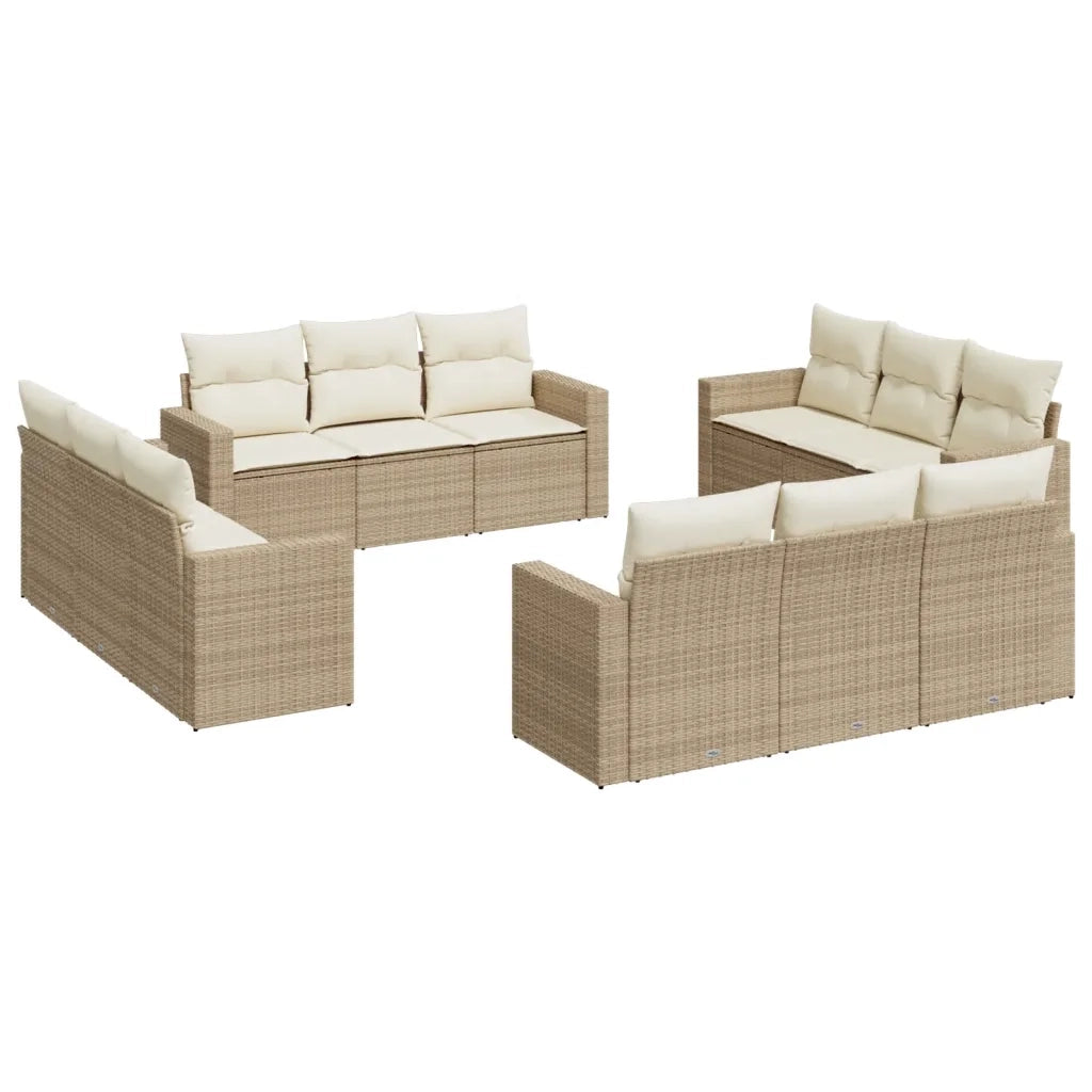 Set Divani da Giardino 12 pz con Cuscini Beige in Polyrattancod mxl 111524