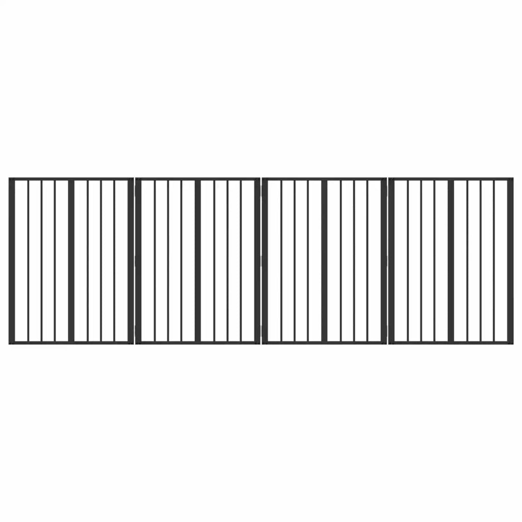 Cancello per cani 4 pcs Nero 60 x 80 cm Acciaio zincato 892015