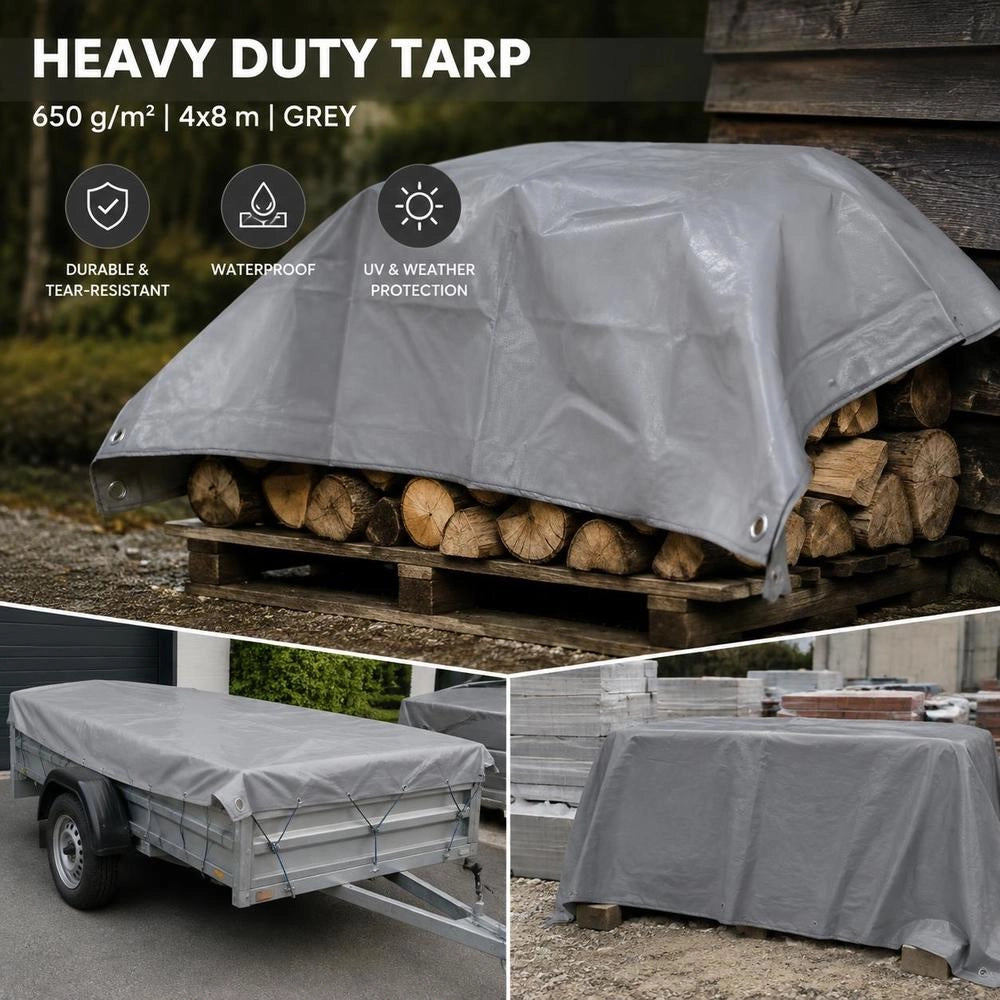 Tarpaulin 650 G/square Meter 4x8 M Grey
