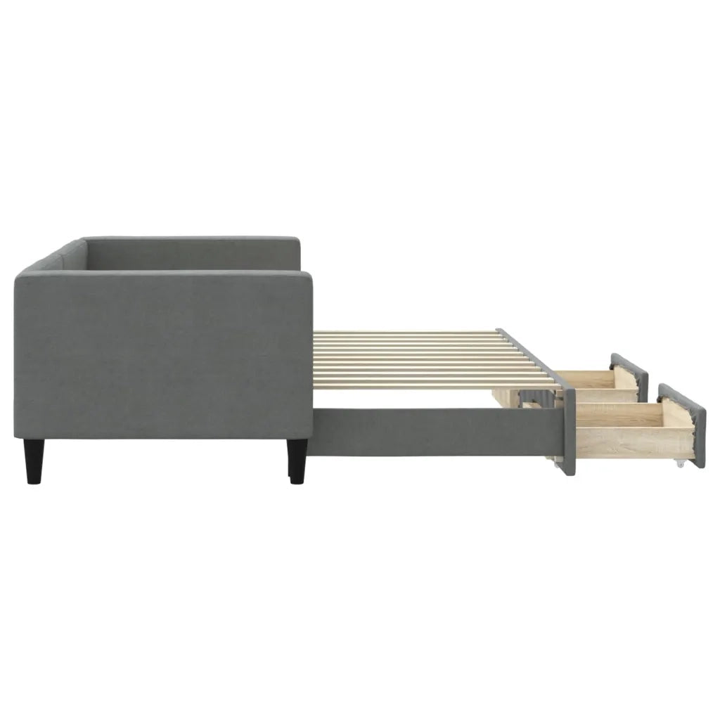 Divano Letto Estraibile Cassetti Grigio Scuro 80x200cm Tessuto 3196610