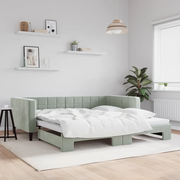 Divano Letto con Letto Estraibile-Sofa Letto-Daybed Grigio Chiaro 100x200 Velluto 279931