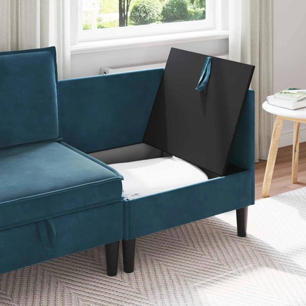 Divano con Stoccaggio Blu Velluto 42027085