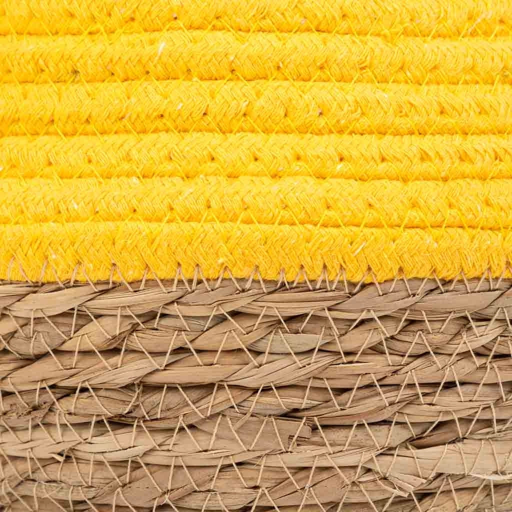 Cesto in fibra naturale e cotone giallo d18x13/16,5h