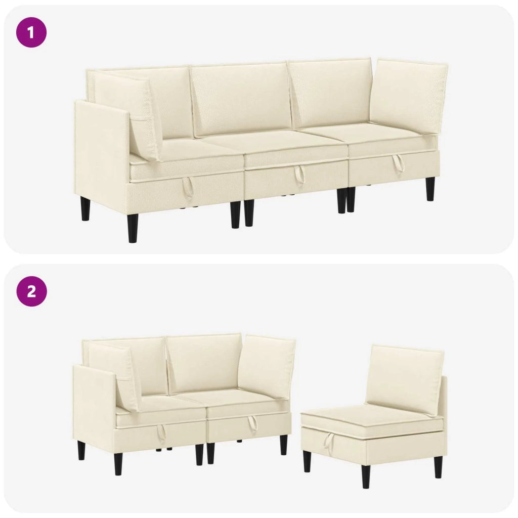 Set di mobili per il soggiorno 3 pcs Crema Tessuto
