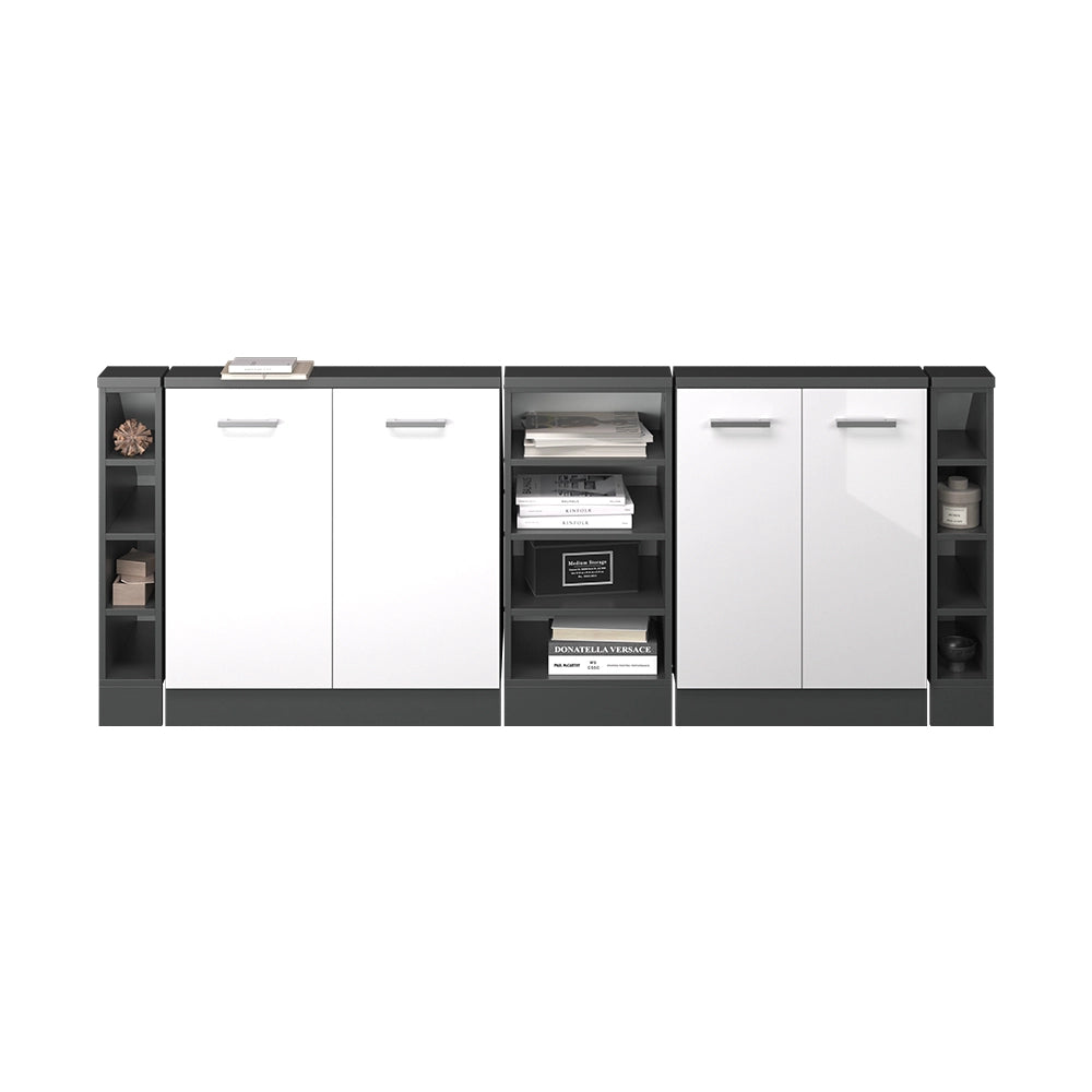Set di mobili sottotetto Rion Bianco lucido/Antracite Set di 5 Vicco
