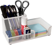 Organizzatore di scrivania in metallo, contenitore per penne, cassetto per penne, mobile per ufficio, accessori, bianco