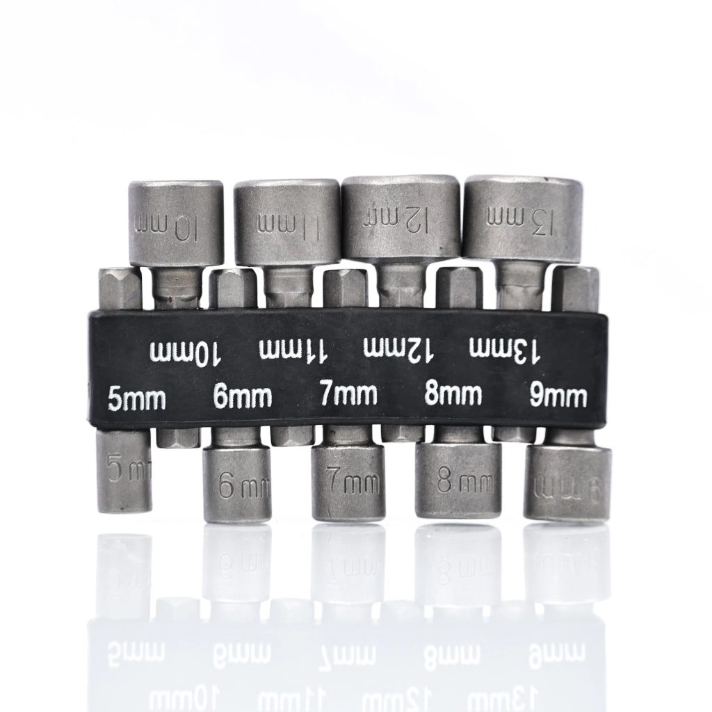 Set di Bussole 5-13 mm con Attacco 1/4" – Acciaio Inossidabile, 9 Pezzi | Compatibile con Avvitatore