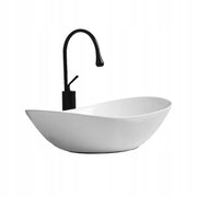 Lavabo ovale da appoggio in ceramica bianca lucida