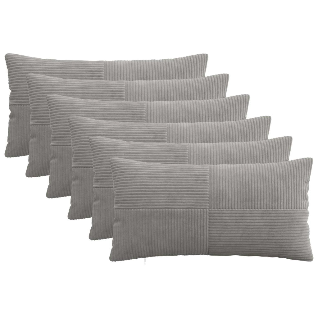 Federa 6 pcs ALMELO Grigio Chiaro 40 x 80 cm corduroy 914606