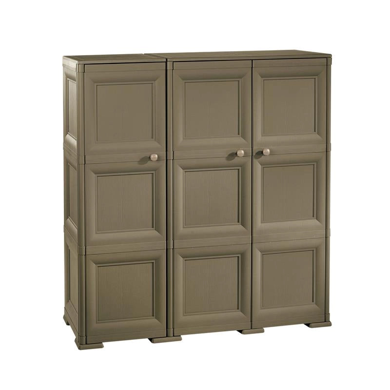 ARMADIO 3 ANTE WENGÉ 118X43X125 CM CON PUNTALI, SOLUZIONE ORGANIZZAZIONE CASA SALVASPAZIO PER ZONA GIORNO E INGRESSO