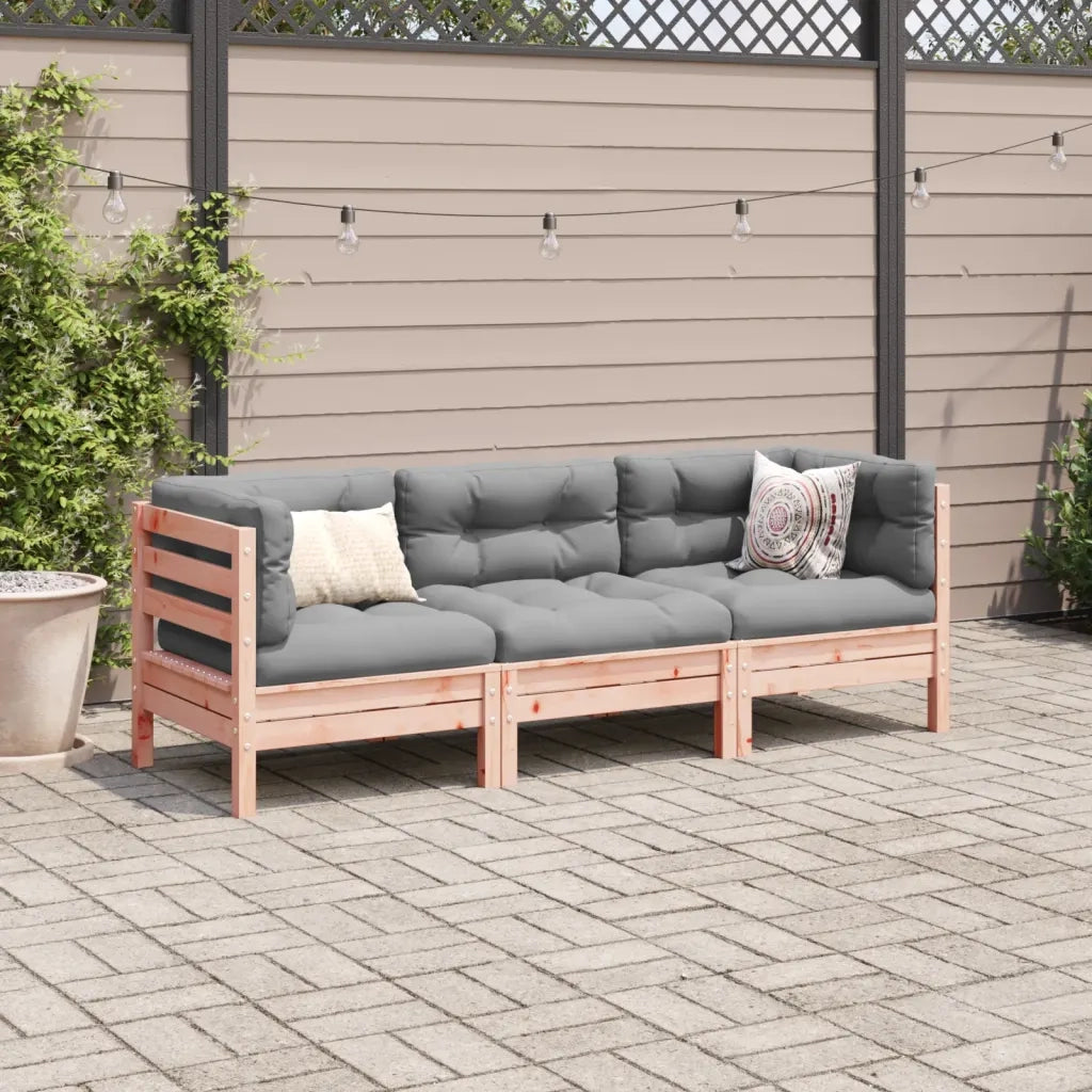 Set Divani Giardino 3 pz | Set Salotto da Giardino Cuscini Legno Massello Abete Douglas