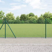 Recinzione in Rete Saldato con 13 Pali Flangiati Verde 0.8x25 m Acciaio