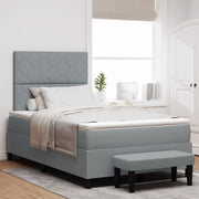 Letto con Box Spring e Materasso e Panca Grigia 120x190 cm in Tessuto