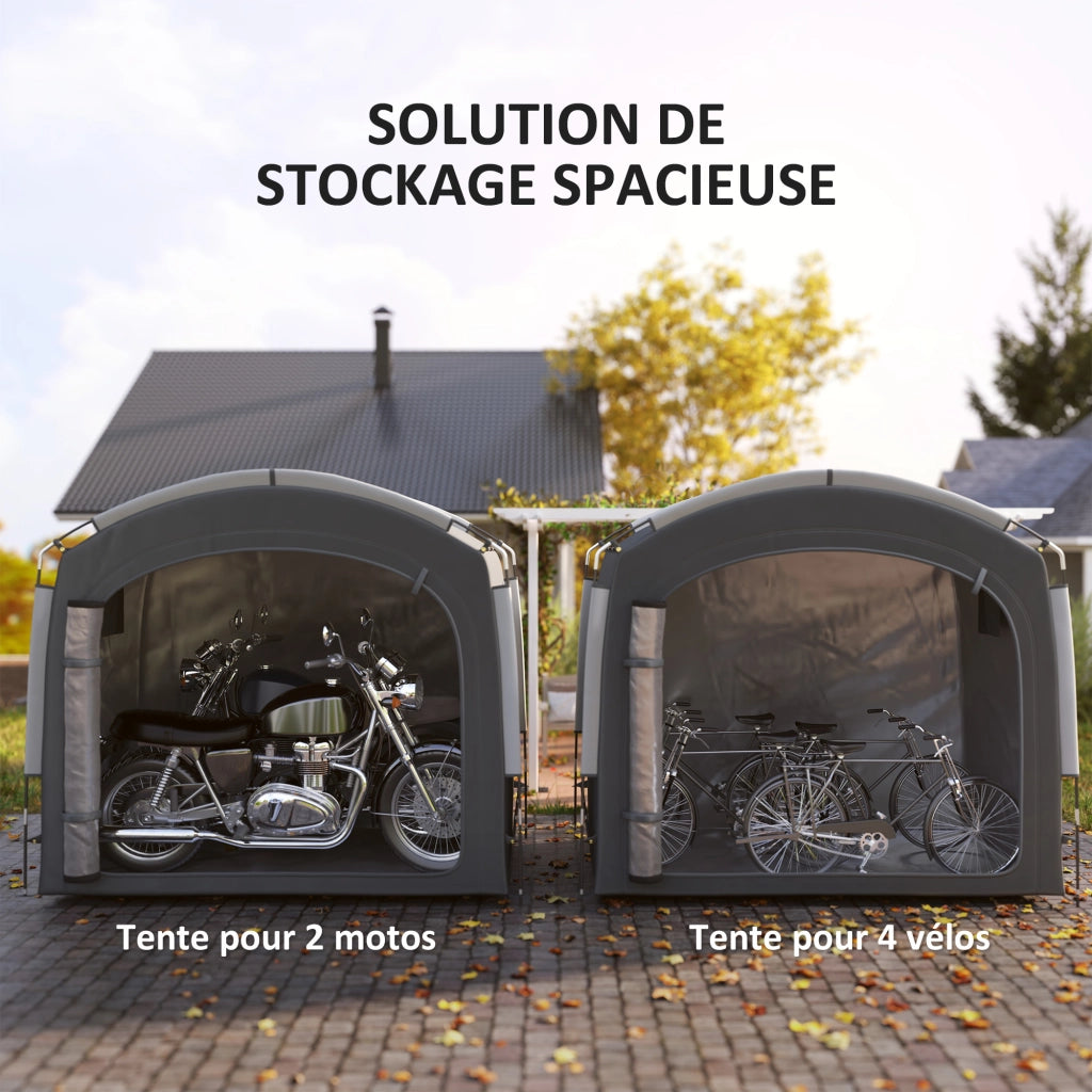 Copertura per biciclette 3-4 bici portatile con tasche laterali ¨C zephmum ¨C grigio scuro 205x140x188 cm
