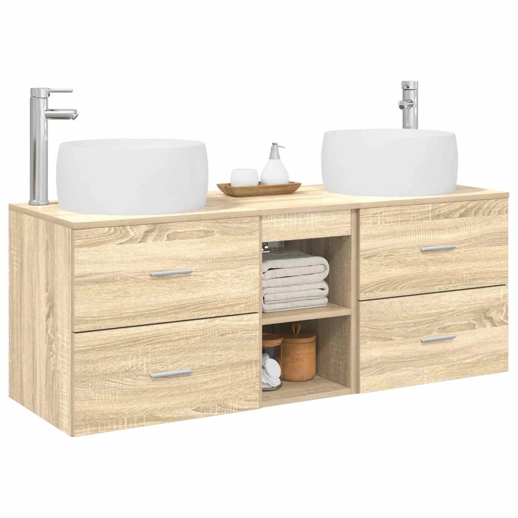 Set di mobili per il bagno 3 pz Rovere Sonoma 3405925