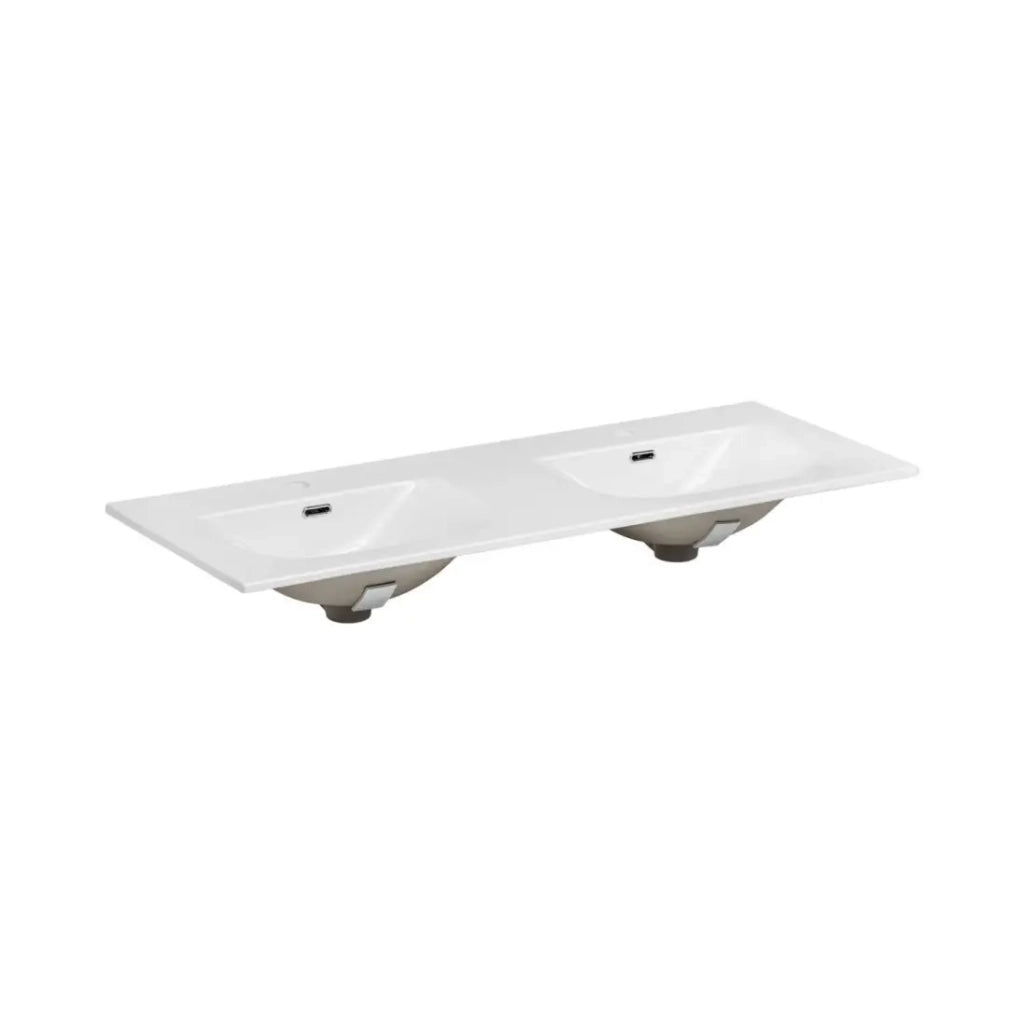 Set da bagno sospeso NATURA 155cm: mobile sotto lavabo 60cm + doppio lavabo incassato