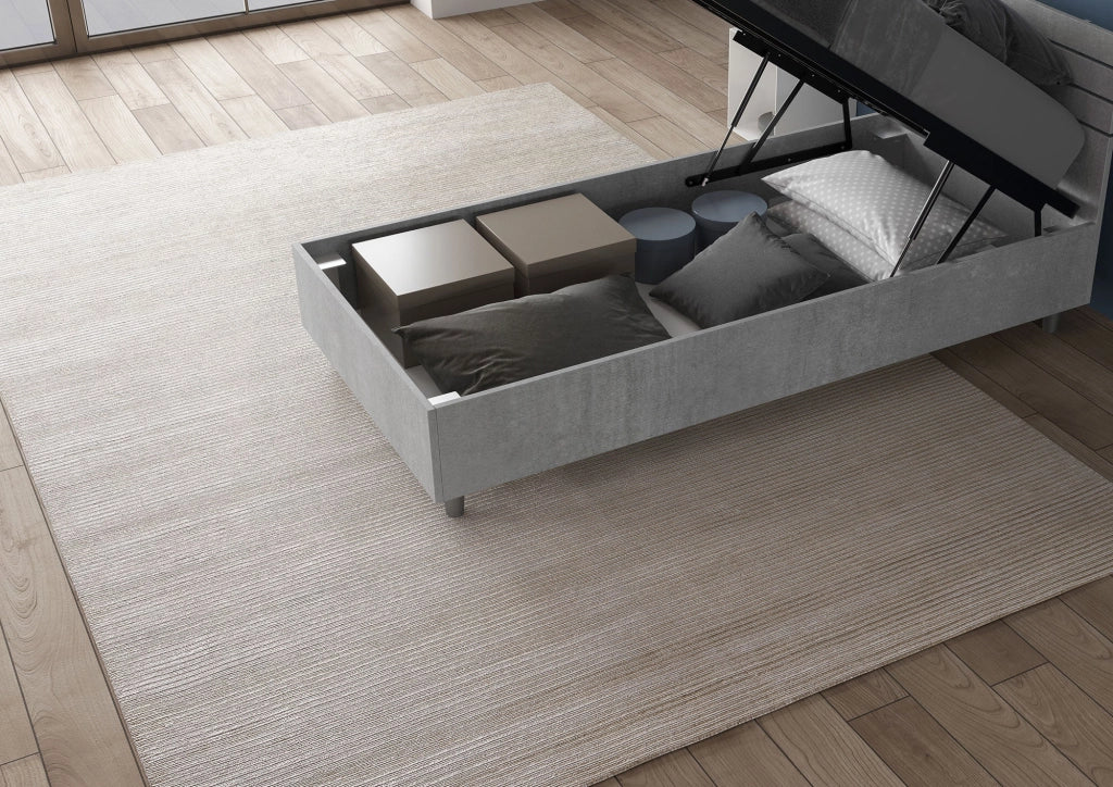 Letto singolo contenitore 80x190 testata dritta con doghe quercia Ankel