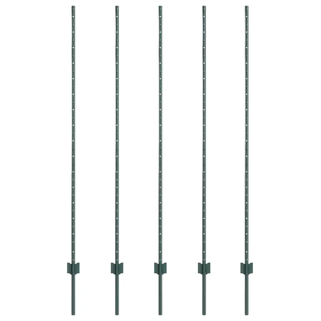 Palo della recinzione 5 pcs Verde 160 cm Acciaio 42006272