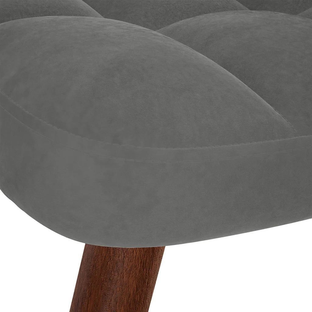 Sedia a dondolo con sgabello in velluto grigio scuro CFW9423281