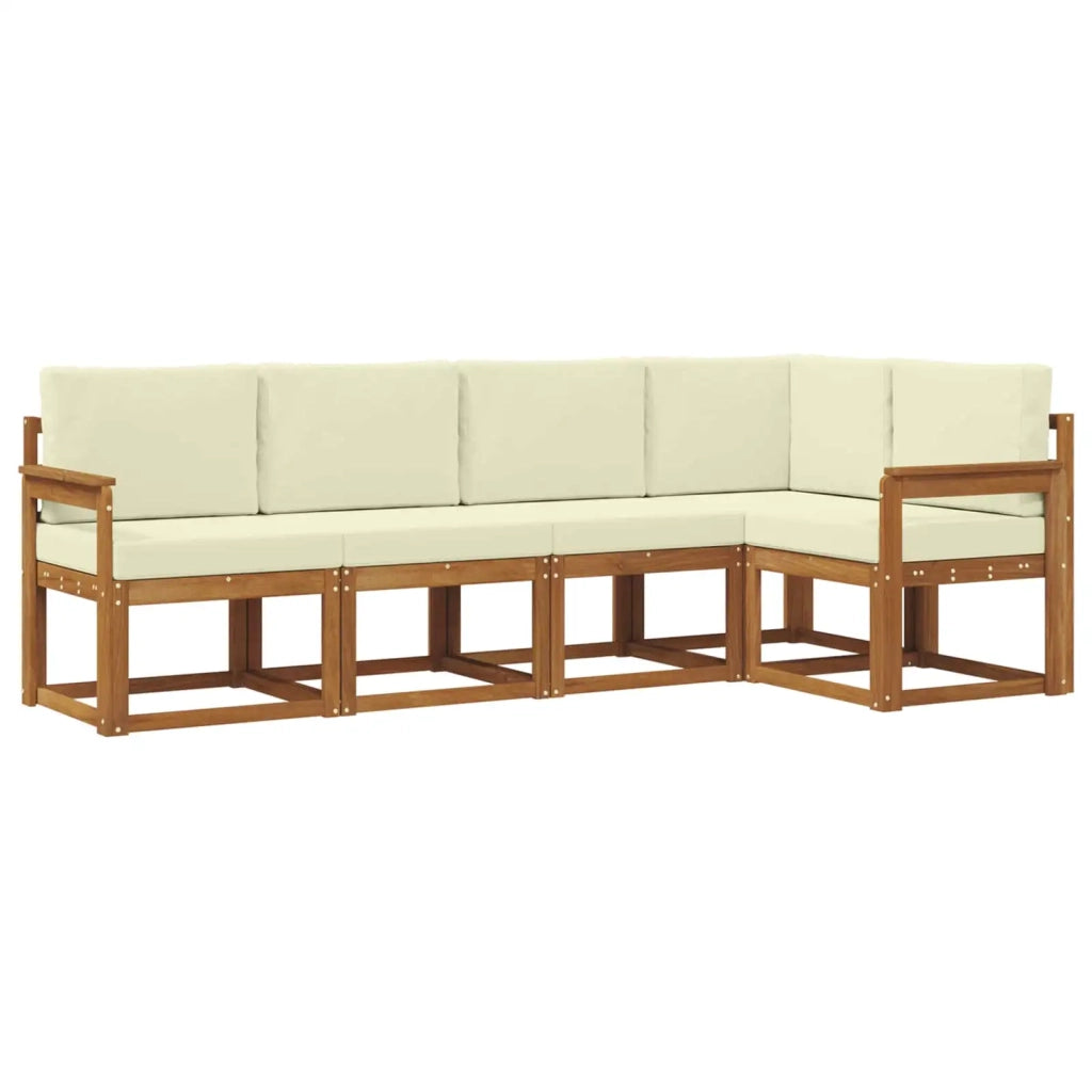Set di divani da esterno con cuscino 5 pcs Naturale e Crema