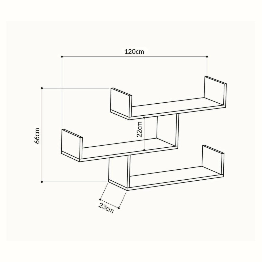 Mensola Amang, Scaffale, Ripiano a muro, Scaffalatura multiuso, 122x22h67 cm, Antracite