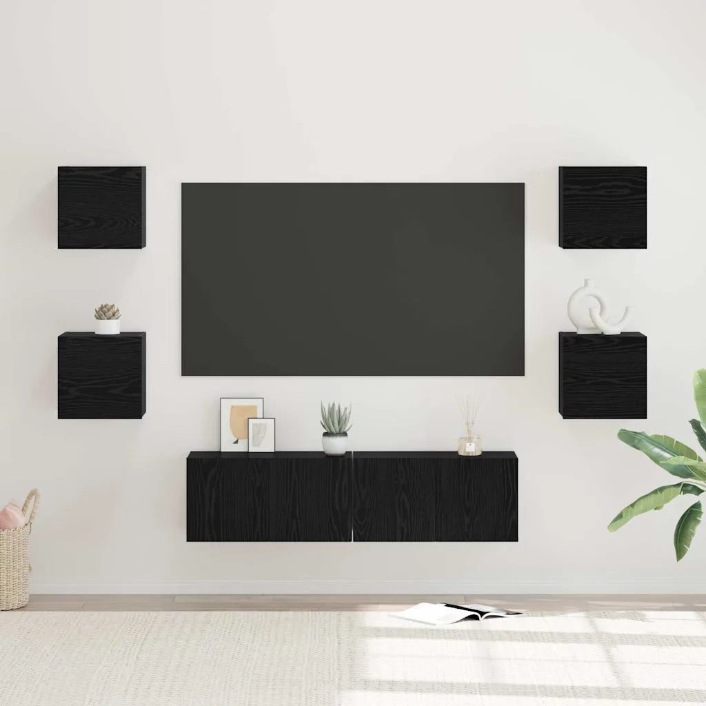 vidaXL Set mobile TV 6 pcs Rovere nero Media 120 x 30 x 30 cm
